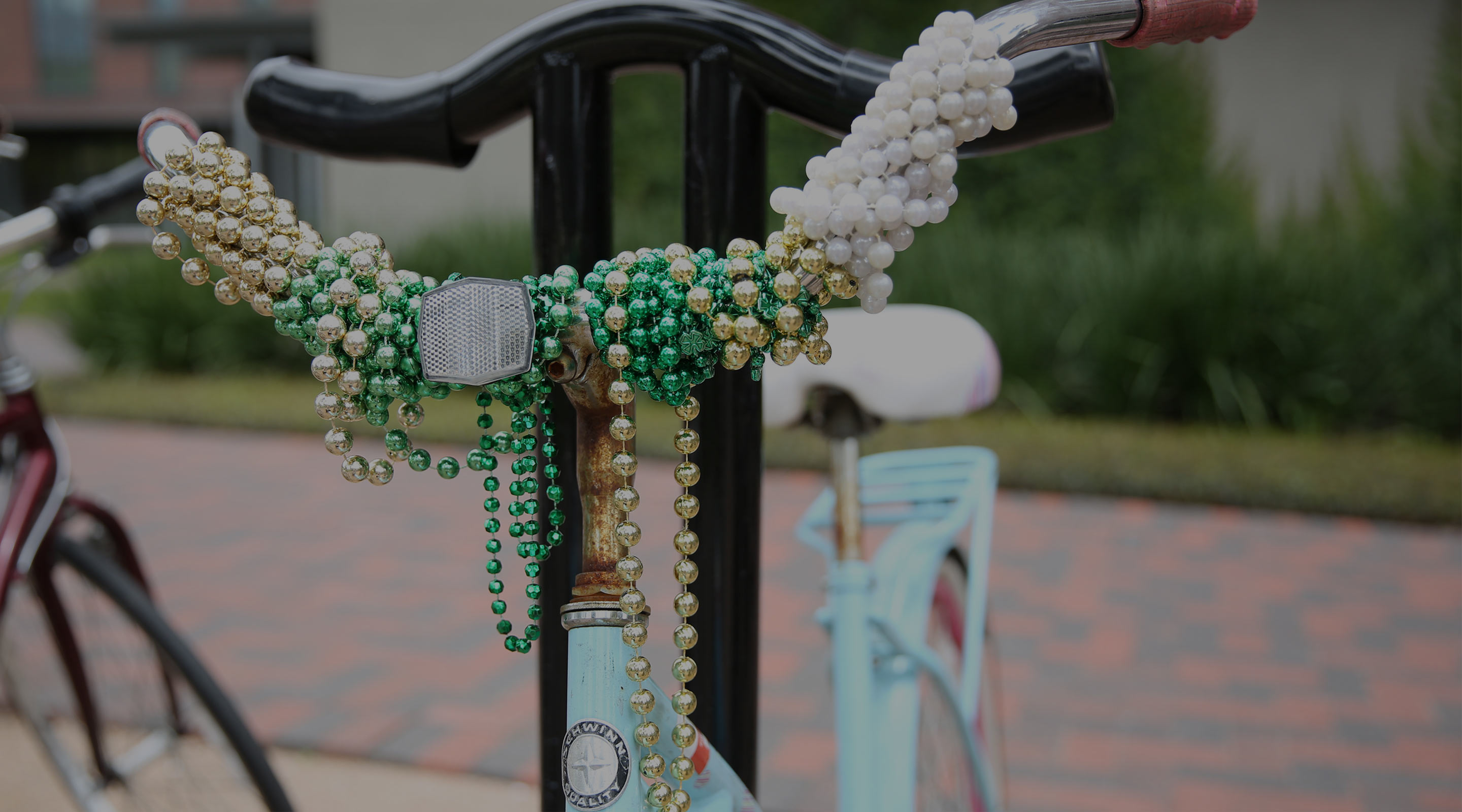 Bike with Mardi Gras beads