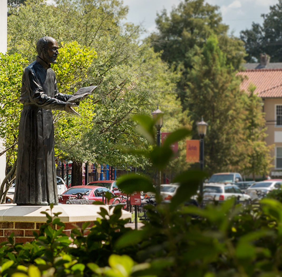 Side view of Ignatius statue