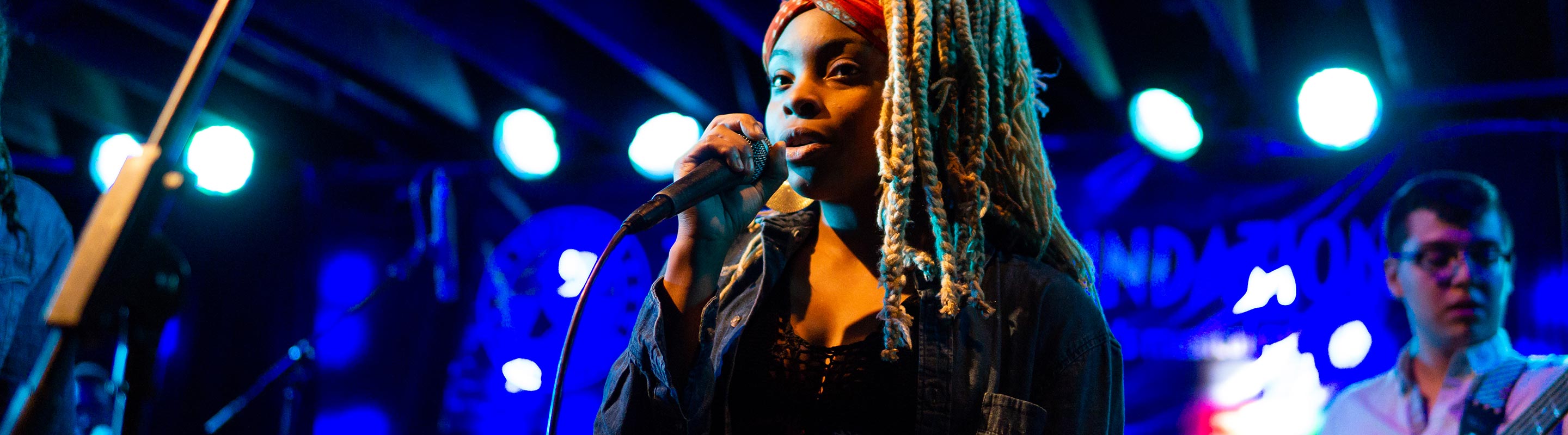 Close up of student performing on stage