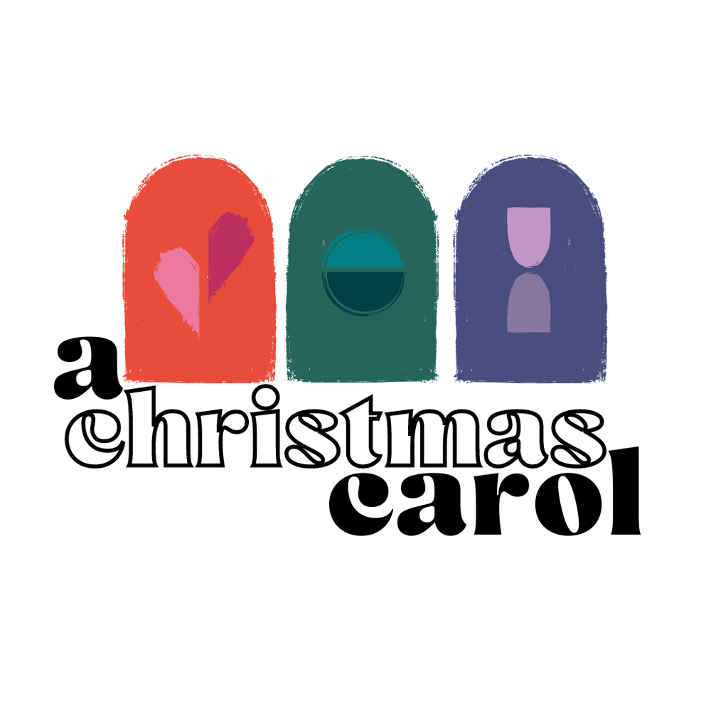 An image of three doors, overlaid with the text "A Christmas Carol."